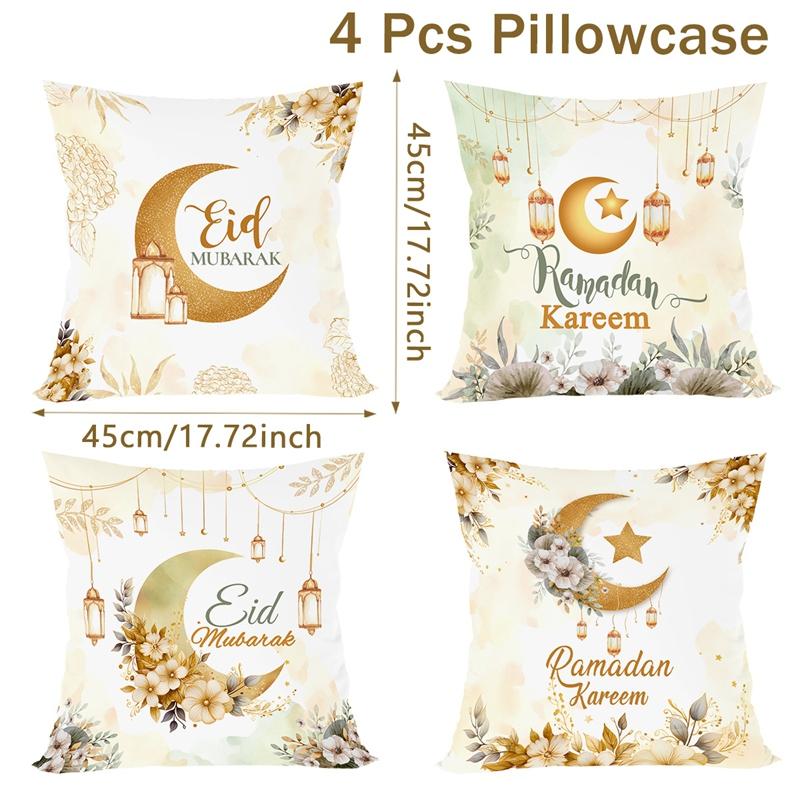 2026 Eid Mubarak Pillowcase Decor for Home Sofa Cushion Cover Islamic Ramadan Kareem Decoration Mosque Muslim Pillow Cover Gifts
