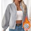 2025 Autumn Winter Solid Zipper Fleece Jacket Women Loose Temperament Casual Velvet Y2k Top Short Coats Women's Baseball Jackets