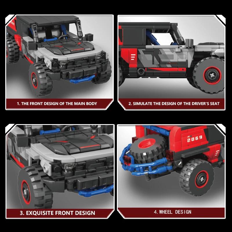 Non-Toxic 438Pcs Off Road Rally Car Building Blocks City Suv Racing Vehicle Model Moc Bricks Educational Diy Toys For Kids Holiday Gifts