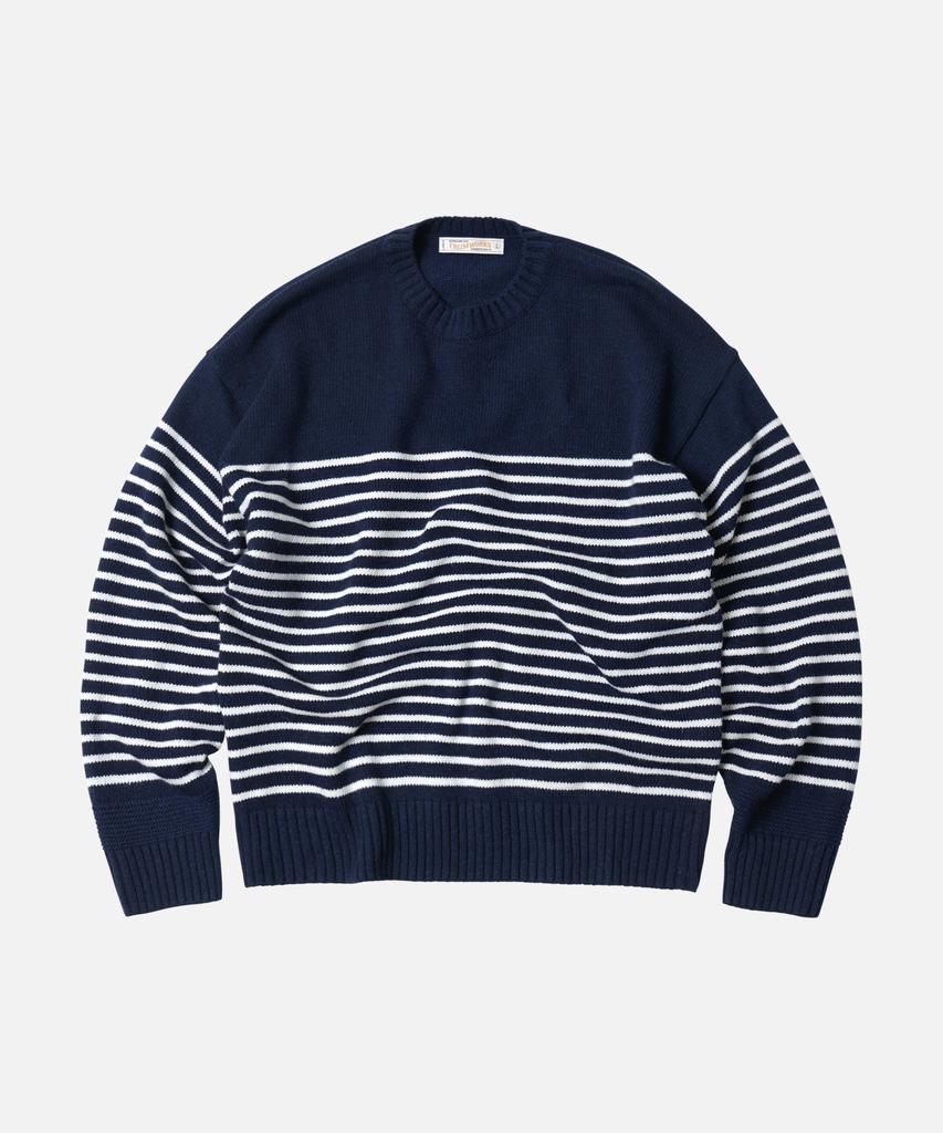 FRIZMWORKS Wool Stripe Relax Knit _ Navy