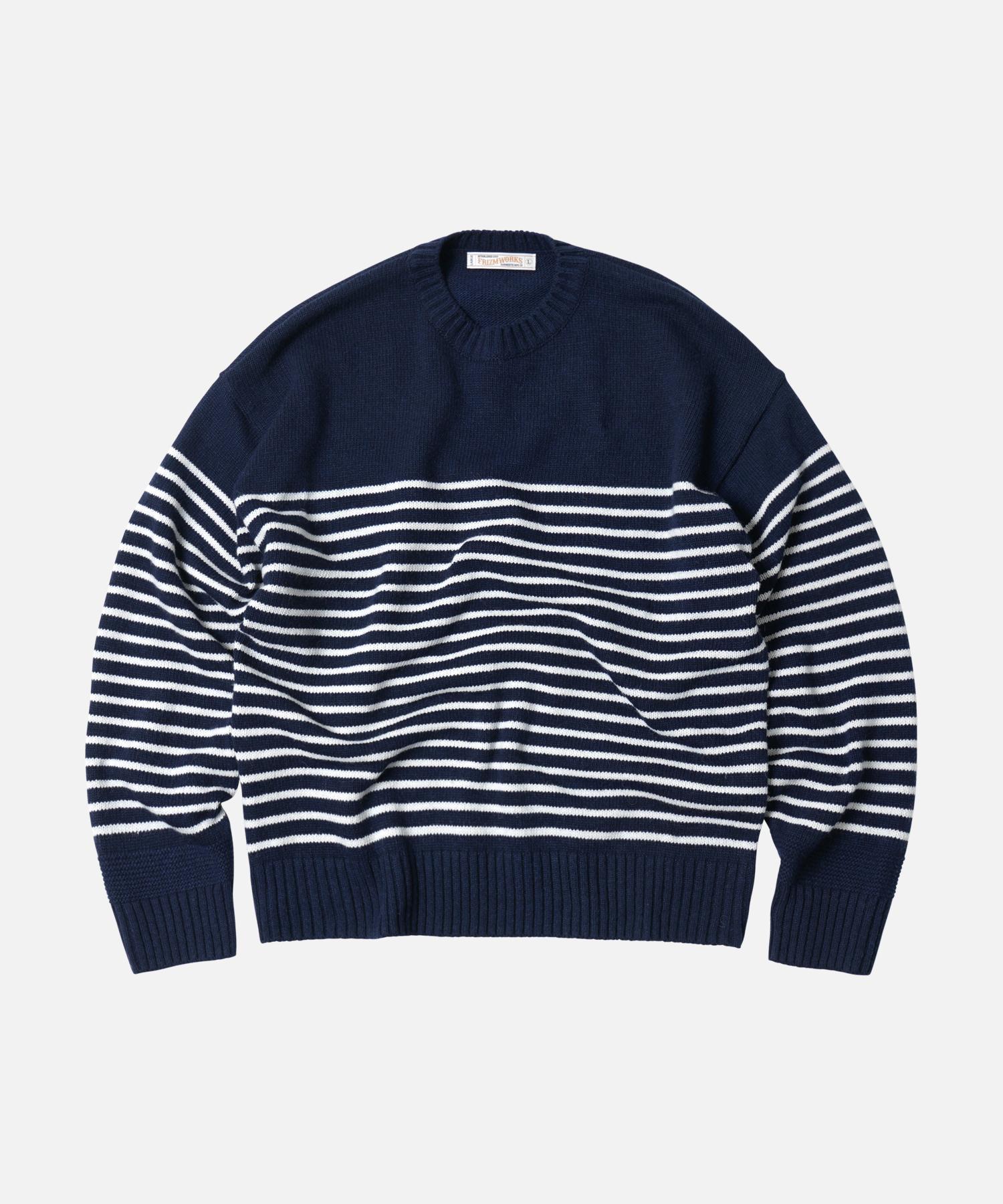Prism Works Wool Stripe Relax Knit _ Navy Navy/L