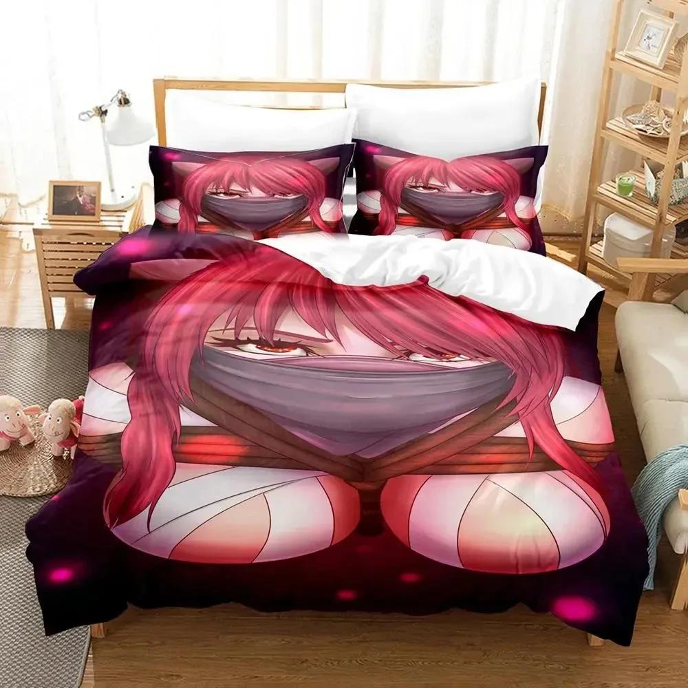 New Anime Elfen Lied Beding Set Soft Duvet Cover Bed Linen Set Comfortable Quilt Cover Pilowcase Warm Comforter King Quen Sized Dimensions Young Boys