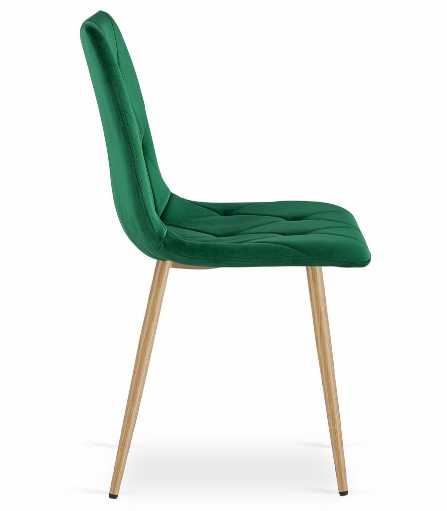 LIBRA Chair - Dark Green Velvet / Wood-colored Legs X 1