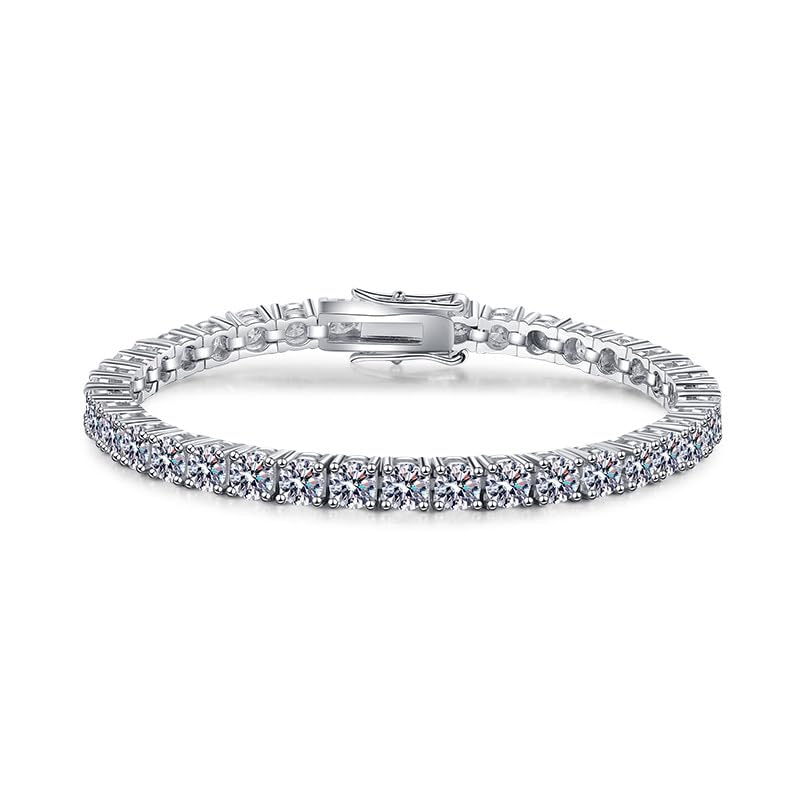 [3MNSCD] 18K White Gold Plated Tennis Bracelet Women's Jewelry Lobster Clasp Bracelet