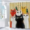 1Pc Whimsical Cat Pattern Printed Shower Curtain With Hooks, Window & Wall Access, All-Season Polyester Bath Decor