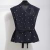 Women's Printed Sleeveless Collared Blouse