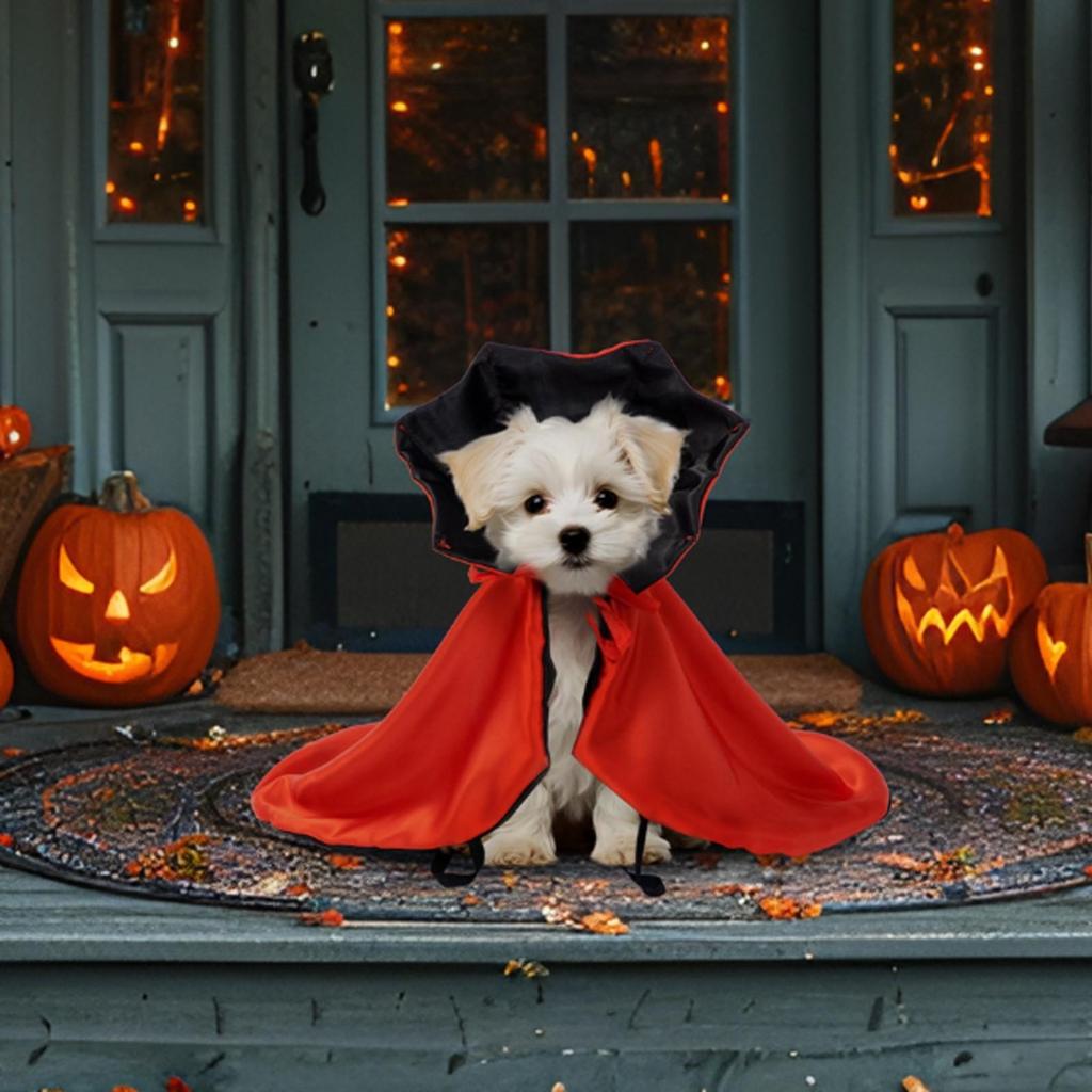 Flowing Pet Costume Cape Adjustable Hooded Funny for Seasonal Photos