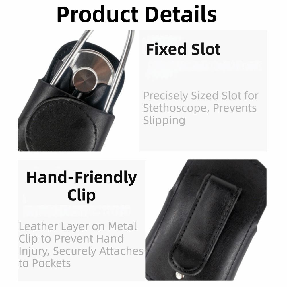 Hook Loop Closure Stethoscope Holder Clip Durable PU Leather Stethoscope Storage Bag Magnetic Holder Compact