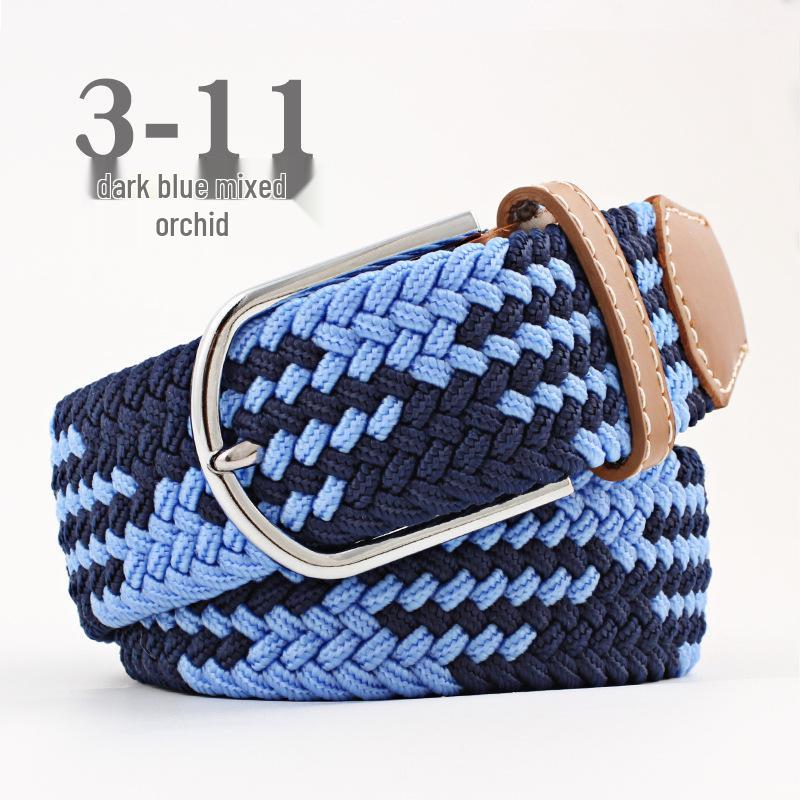 חגורת בד אלסטית יוניסקס עם אבזם פין - אבזם אריגה קז'ואל מתיחה עם הדגש עור