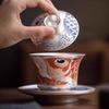 Gilded Silver Auspicious Dragon Ceramic Gaiwan Tea Cup, 160ml