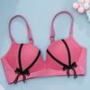 Seamless Girly Bow Lace Gathered Bra with Thin Top and Thick Bottom Side Lift and Anti-sagging Bra