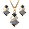 Mode Kreativ Dekoration Koreansk Minimalistisk Fyrkantig Diamant Inlagd Halsband Örhängen Set Nyckelbenskedja Tillbehör Gåvor