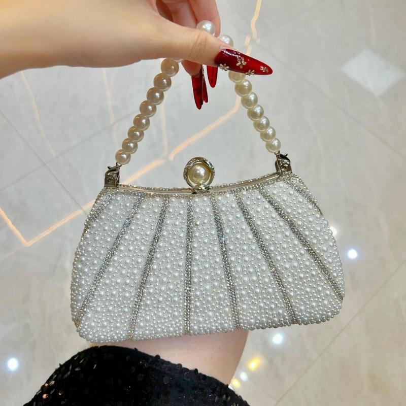 Dinner Bag Ladies' Handbag Pearl and Diamond Set Banquet Clutch Evening Dress Bag Ladies' Bag