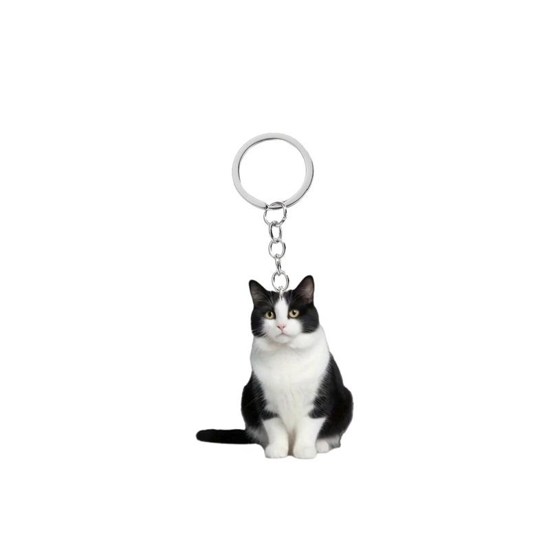 Cute cat keychain, acrylic circular ring accessories, 2D flat double-sided printed pendant