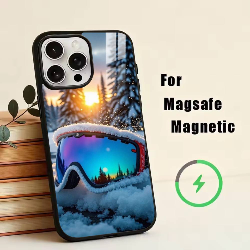 Snow Snowboard Ski -SS Phone Case For iPhone17,16,15,14,13,12,11 Plus,Pro Magnetic with Magsafe Wireless Charging