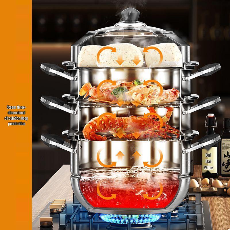 Customizable 304/316 Stainless Steel Multi-functional Food-Grade Thickened Steamer Basket and Pot