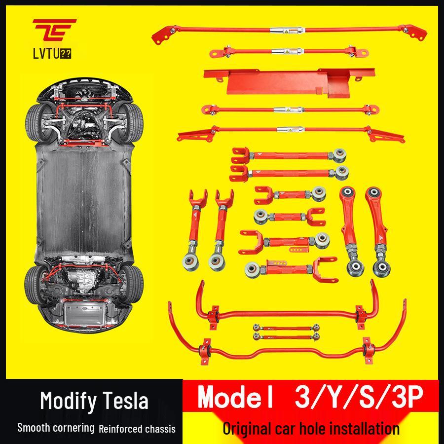 Front Strut Bar & Battery Skid Plate for Tesla Model 3/Y/X/S - Anti-Roll LVTU Balance Bar