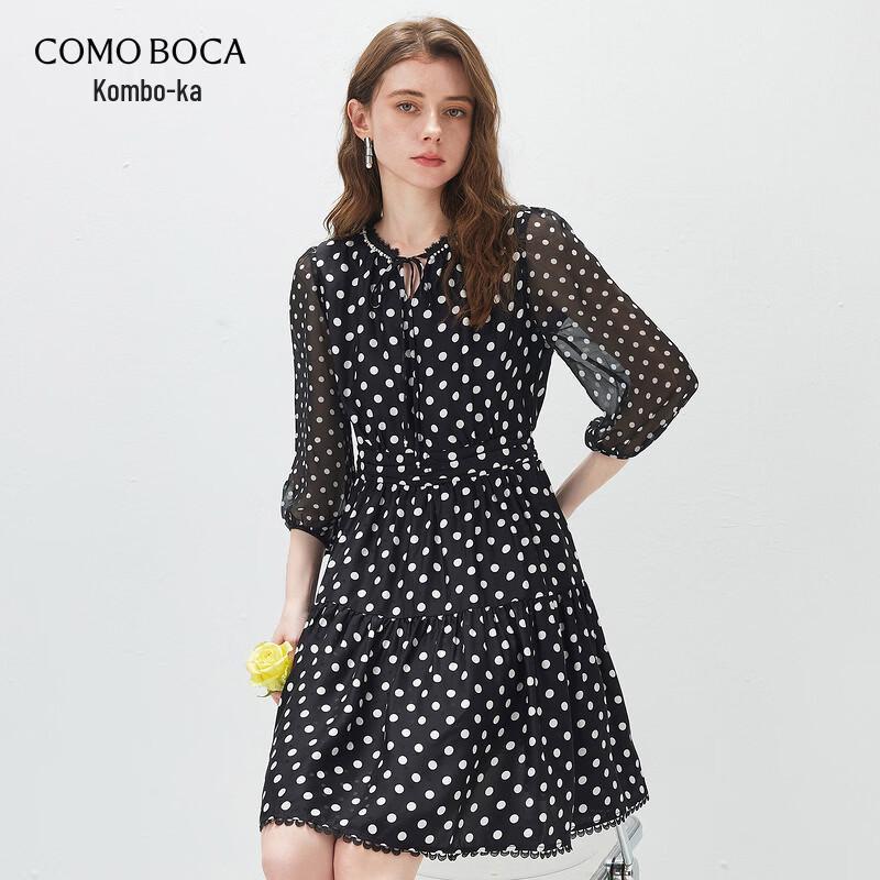 Komom Boca 2026 Spring/Summer Polka Dot Print Silk Dress 2XL