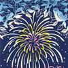 Miyamoto Towel Miyamoto Tenugui Hand Forest 35 x 90 50191 (Miyamoto-towel) Towel, "Kenema" Fireworks, Navy, Approx. cm,