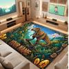 Dinosaur Theme Soft Crystal Velvet Rug Custom Name & Text Print Non Slip Floor Rug for Bedroom Living Room