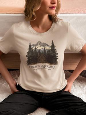 Cedar Ridge Camp T-Shirt Unisex Grafik-T-Shirt Geschenk Outdoor Wandern Natur Rückzug