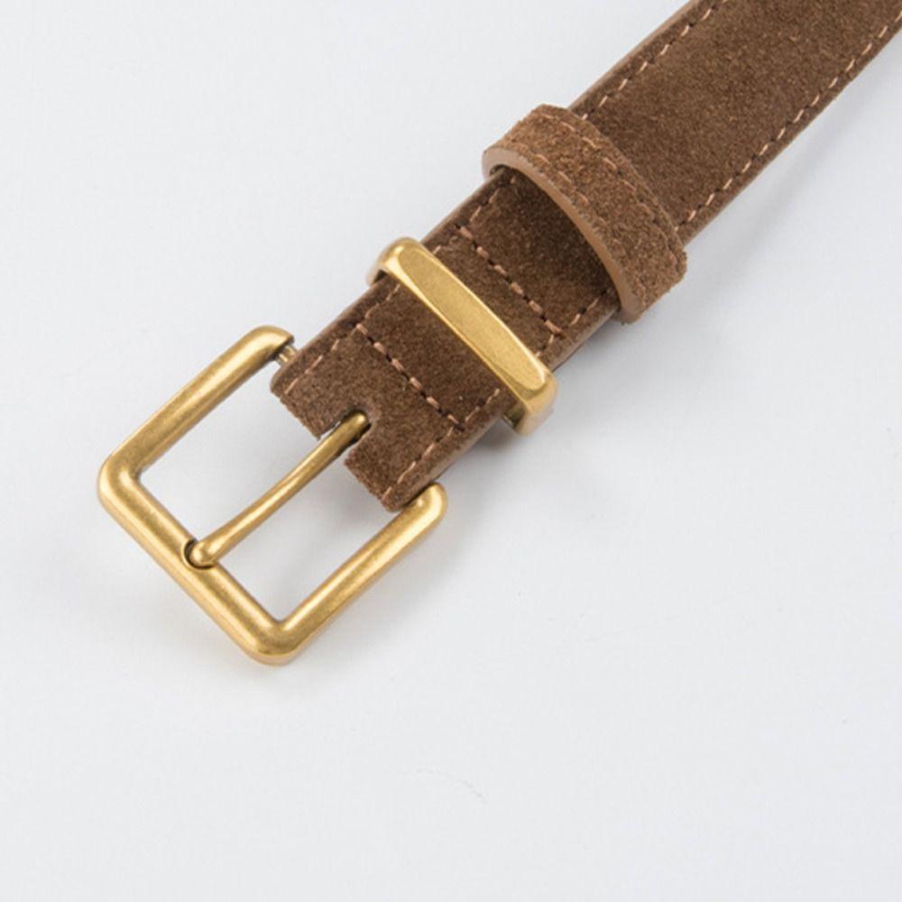 Luxury Design Suede Leather Belt Trendy Pin Buckle Waistband Retro Business Waist Strap  Gifts