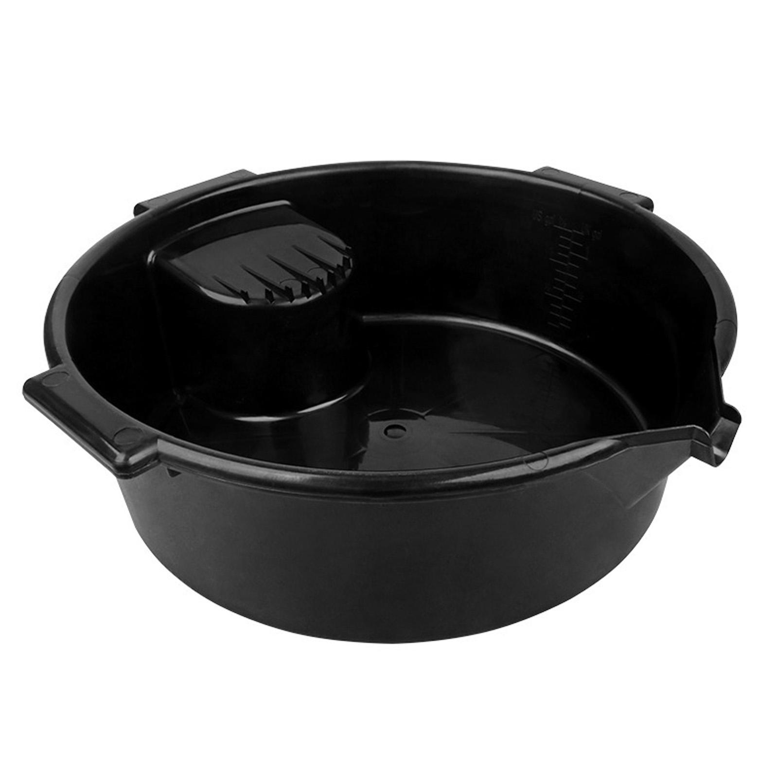 6L Round Oil Drain Pan Oil Collection Tray Oil Collection Container with Handle and Scale Oil Drip Catcher Pan Reusable 1