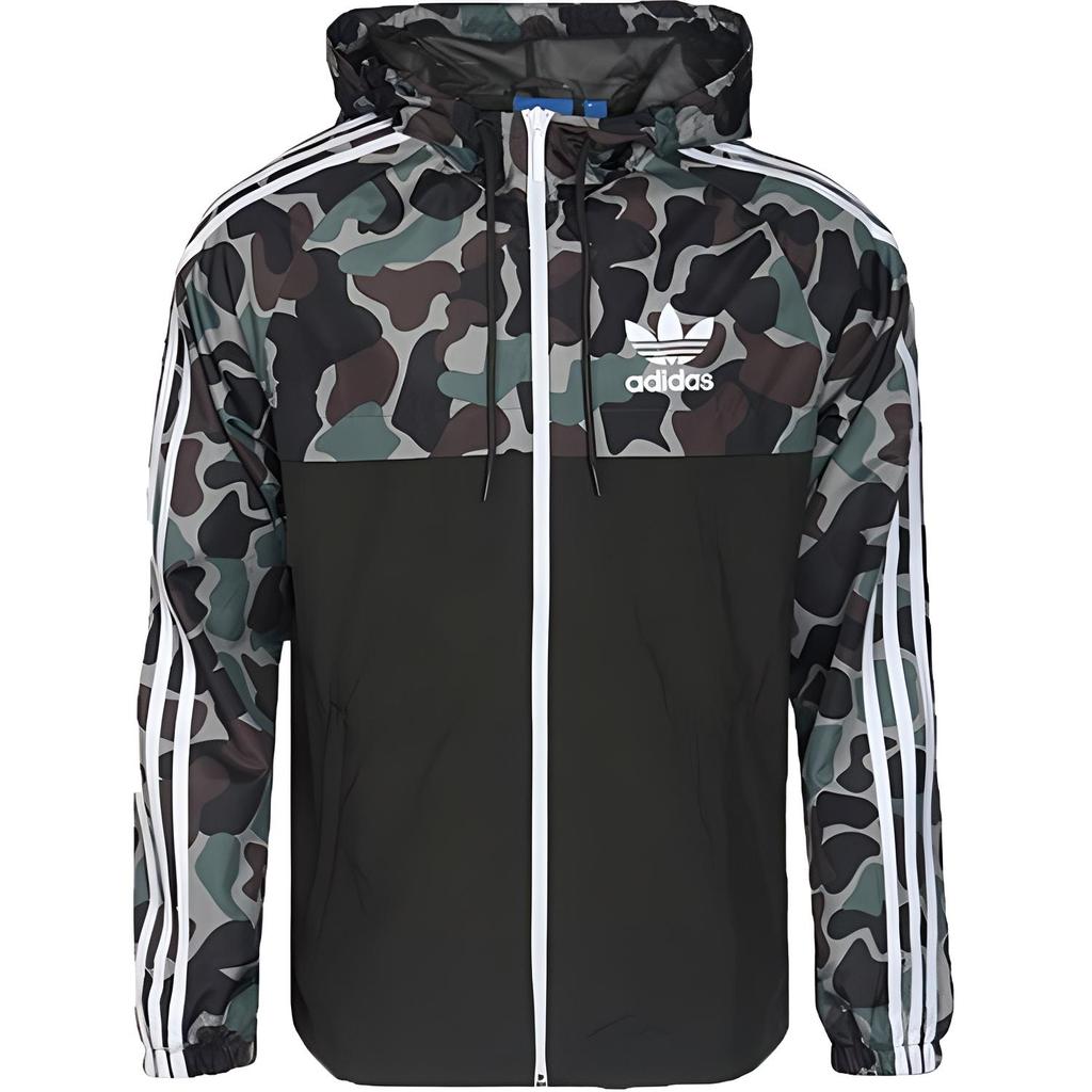 Adidas Originals Logo Soft Comfortable Versatile Hoodie Jacket Men Jacket Black BS4907