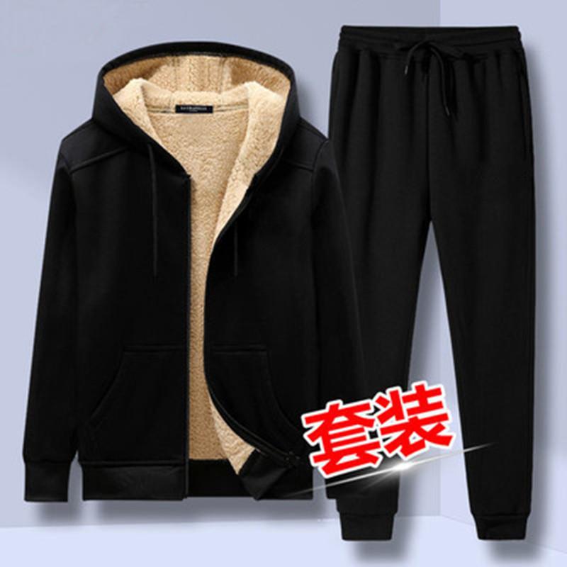 Hooded Sports Tracksuit Unisex Running Outfits Long Sleeve Pullover Hoodies Sweatshirt L