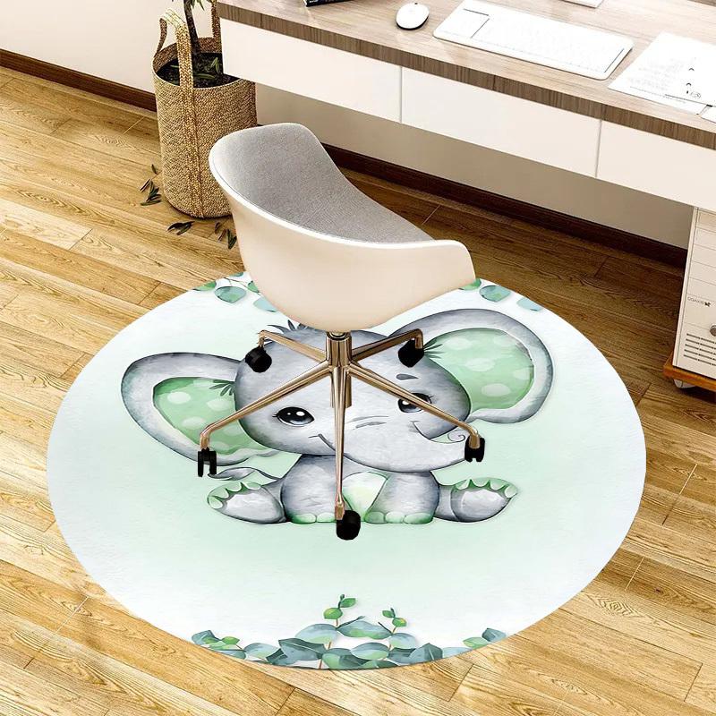 1PC Elephant Non-Slip Floor Round carpet, Office, family, bedroom, Large Area Rug Indoor Rugs, Durable PolyesterH0320
