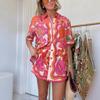 European And American New Summer Casual Positioning Printed Lapel Shirt And Shorts Two-Piece Set