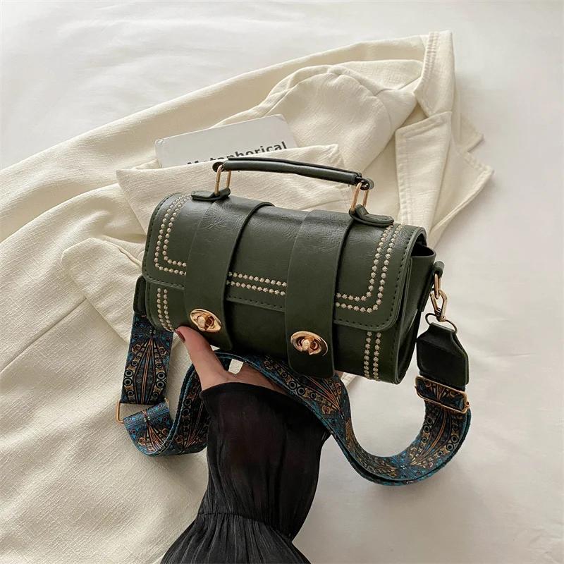 Single Color One Shoulder Bag for Women  Fashion Bag with Wide Shoulder Strap  Small Bag