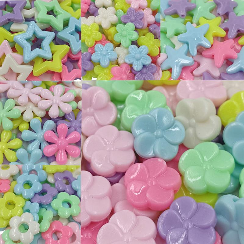 New DIY Beads Acrylic Hollow Out Loose Beads DIY Accessories Jewelry Beads Candy Color 10pcs Solid Color Colorful Flower Starfish  Beads
