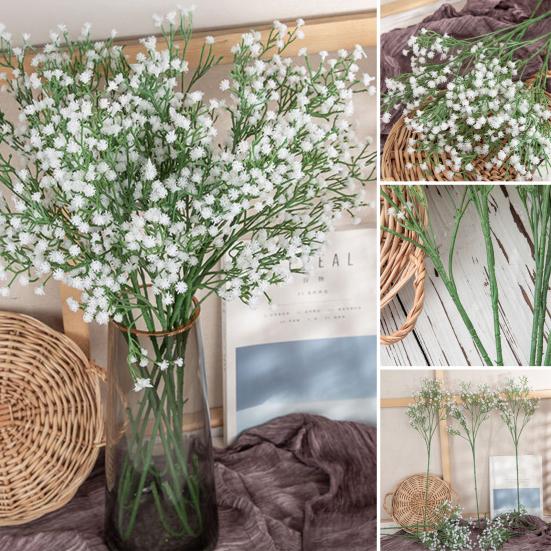 6/10Pcs Artificial Babysbreath Realistic Fake Plastic Flower Home Office Wedding Party Indoor Outdoor Faux Flower Bloom Plants Decoration