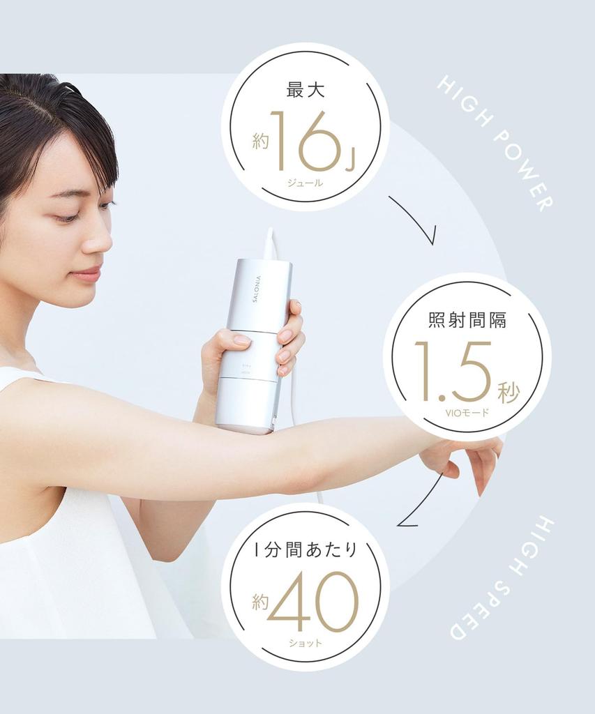 SALONIA Flash Crystal Silk Epi Hair Removal Device for Men and VIO Light Beauty Device Silver Women, Compatible, SAL22205SL,