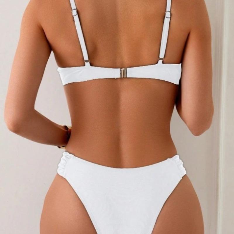 2026 Sexy Bikini Export Women's Separate Swimsuit Steel Support Pure Color Women's Dress