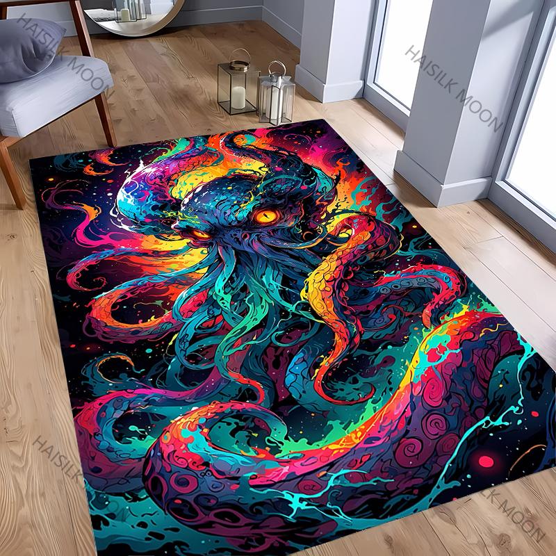 3D HD Octopus Printed Carpet Computer Room Game Room Non-slip Decorative Mat Livingroom Bedroom Office Large Area Rug Great Gift