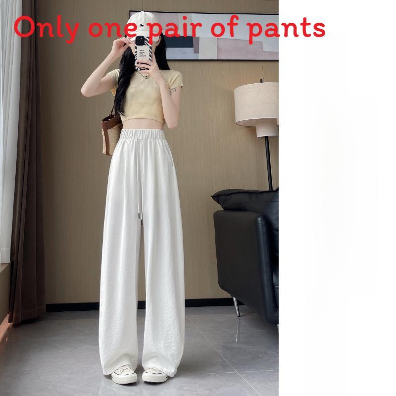 Summer Thin Polyester Wide Leg Pants For Women With Pockets For Casual Wear