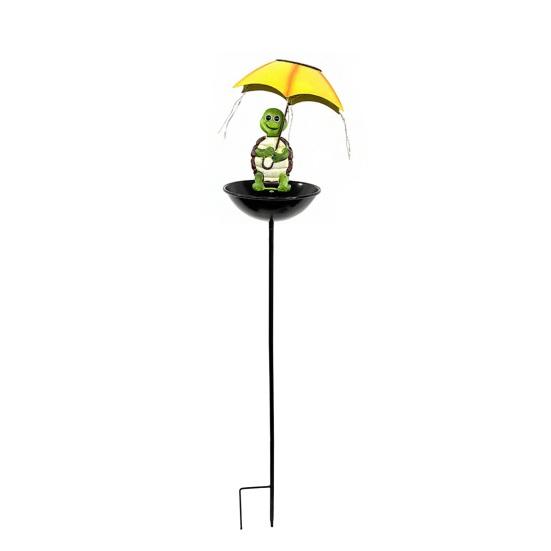 Solar Bird Feeder Stake Outdoor Garden Patio Yard Holding Umbrella Frog Fox Snowman Turtle Bird Bath Watering Station Feeding Device with Light