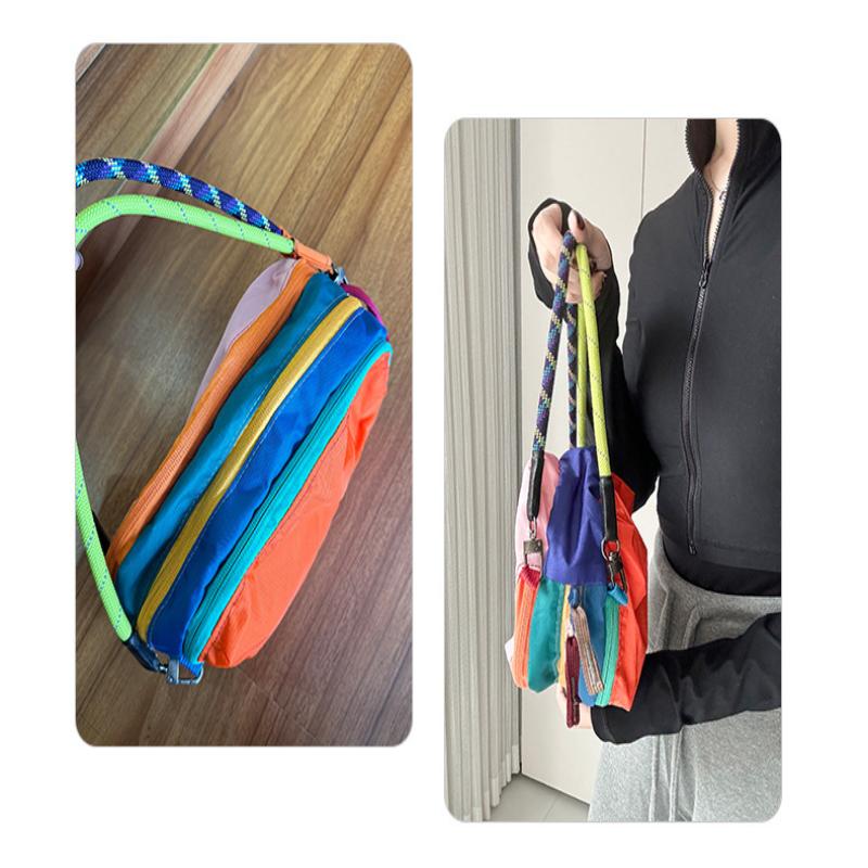 Colorful Patchwork Crossbody Bag Multi Zipper Cosmetic Toiletry Bag With Woven Strap Shoulder Bag For Women Gifts