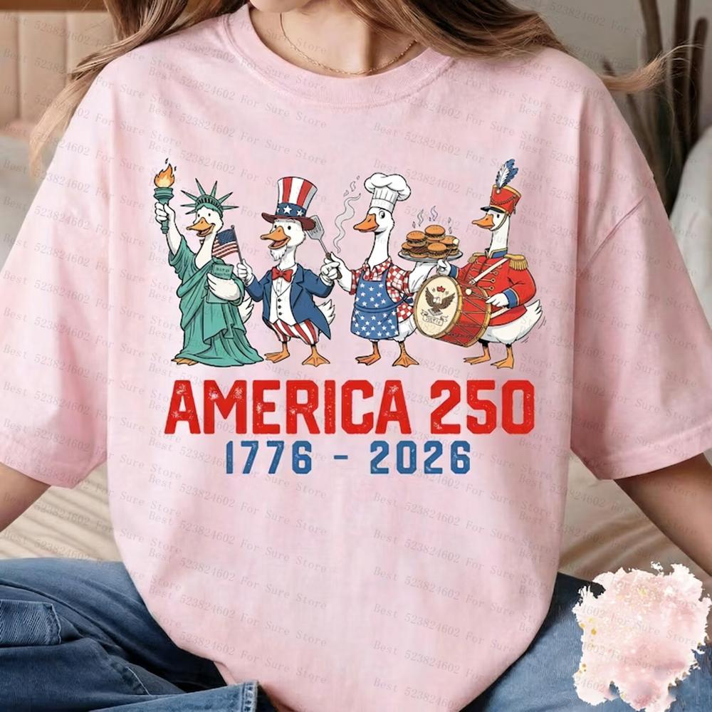 

Vintage America 250 Duck Graphic Tshirt 17762026 USA Independence Day Tee Women tshirts Unisex Casual Patriotic Short Sleeve Tops S