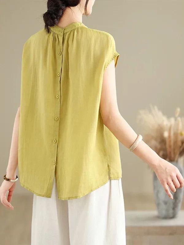 Women's Stylish Hong Kong Sleeveless Linen-Cotton Vest Top
