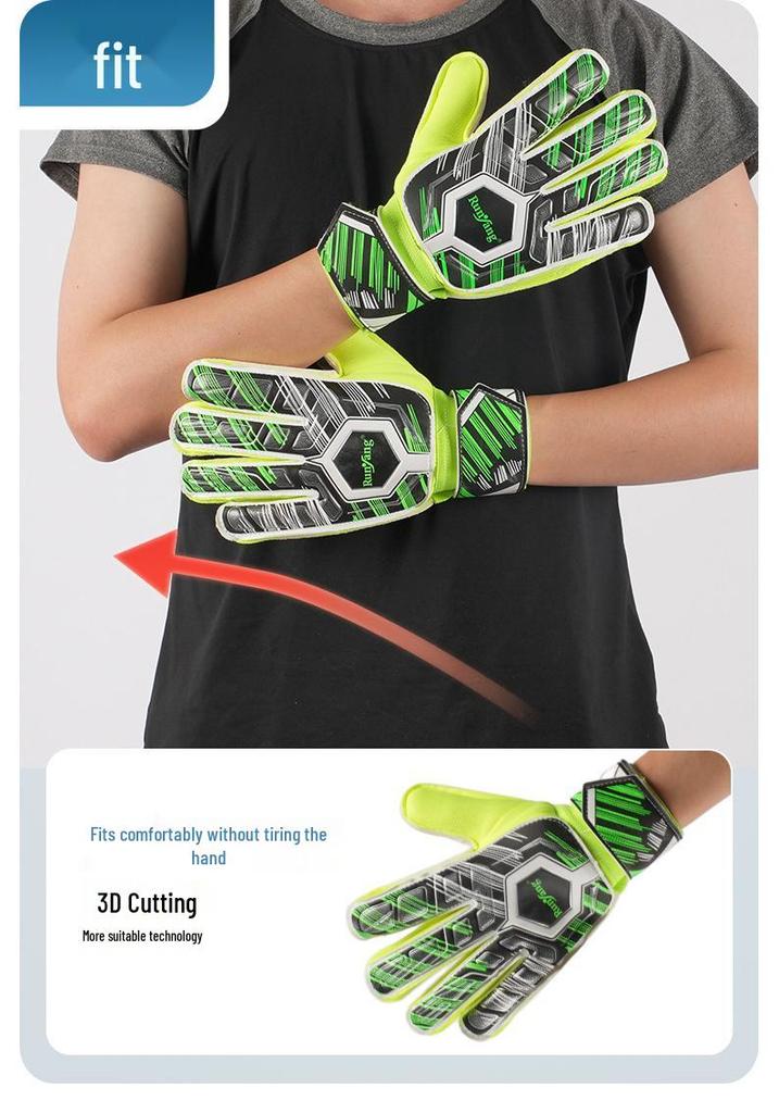 Kids' & Adults' Goalkeeper Gloves with Finger Protection - Anti-collision, Anti-slip, Wear-resistant Latex for Training & Matches.