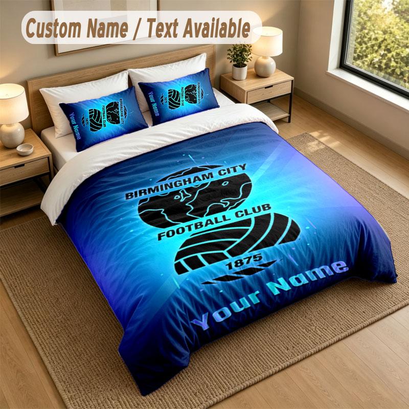 Bedding Set 1 Duvet Cover 2 Pillowcases BIRMINGHAM CITY Football Print Soft Bed Linen Bedroom Decor
