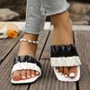 Fashion Women Slippers 2025 New Slip On Plus Size Sandals Flat New Pleated Korean Slippers Women Lightweight Shoes Home Slides Women