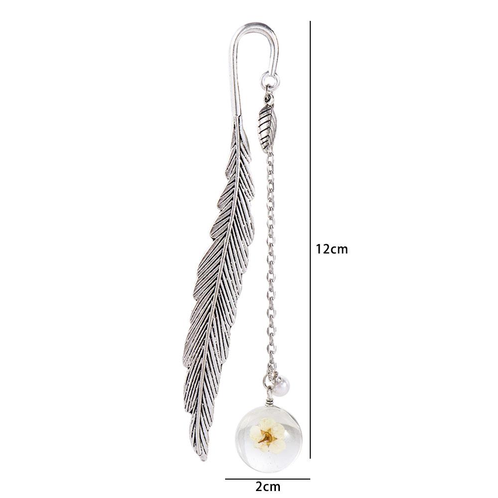 Page Holder Feather Bookmark Crystal Pendant Dried Flower Flower Specimens Metal Book Mark Bookmark