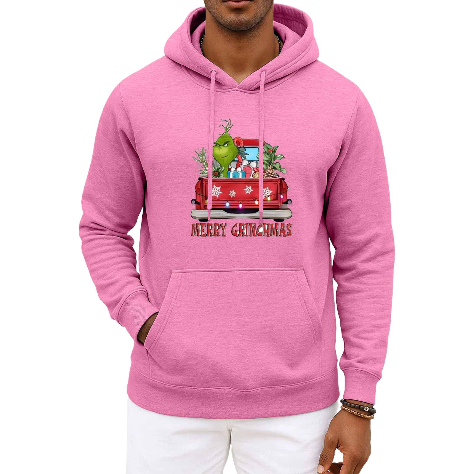 

Мужское и женское рождественское худи с капюшоном и длинными рукавами XXL розовый