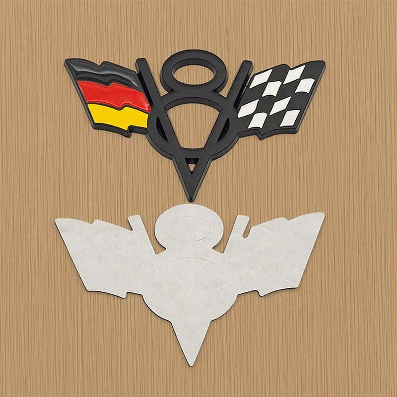 3d Metal American V8 United Kingdom Germany USA National Flag Logo Car Bumpers Side Badge Rear Trunk Sticker ID Plate Sticker Car Accessories