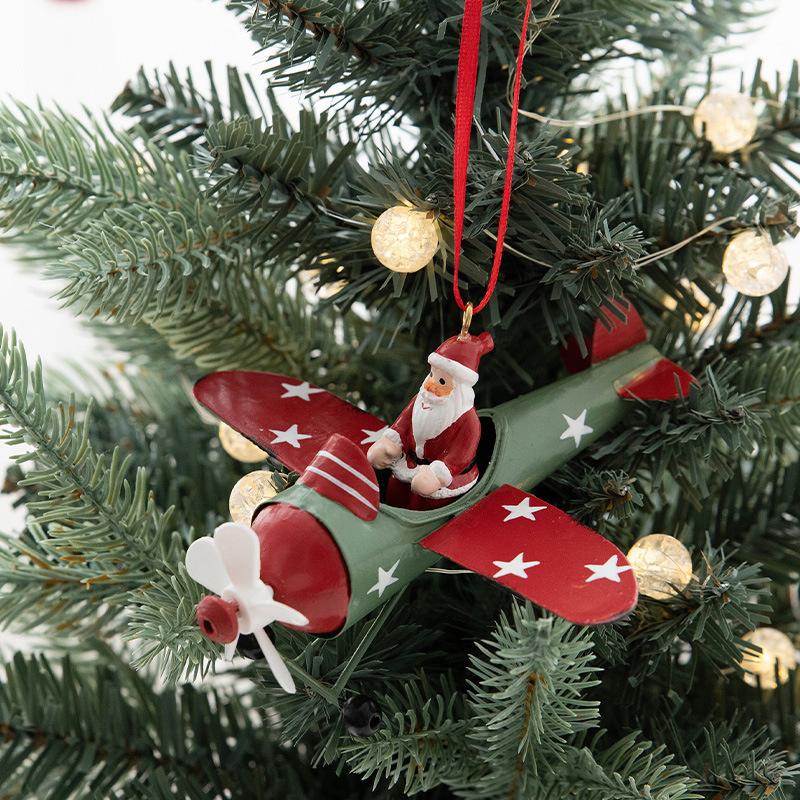 Retro Eisen Weihnachtsanhänger Antiker Stil Weihnachtsmann Schlitten Weihnachtsbaum Hängedekoration Ornamente Schneemann Dekorativ