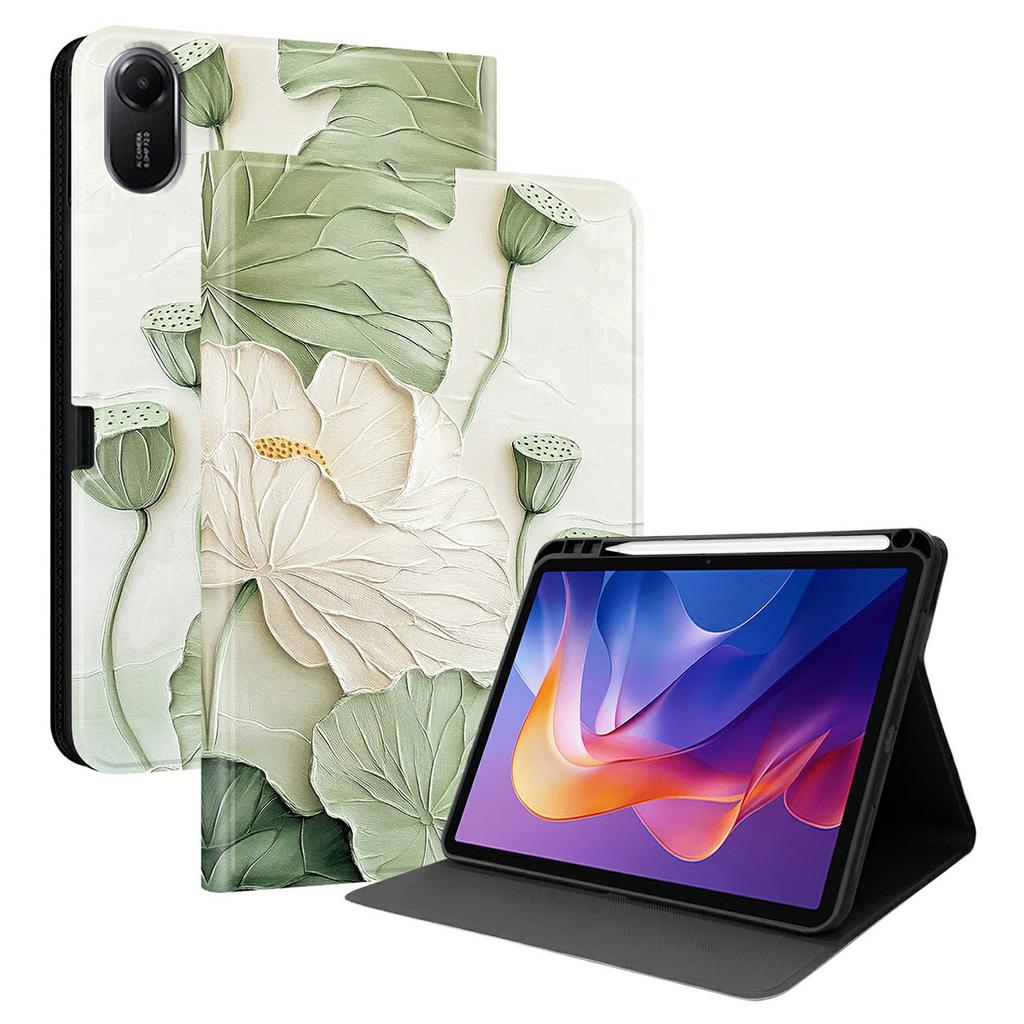 For Xiaomi Redmi Pad 2 PU Leather Case Pattern Print Tablet Cover Stand with Pen Slot (Stylus Not Included)